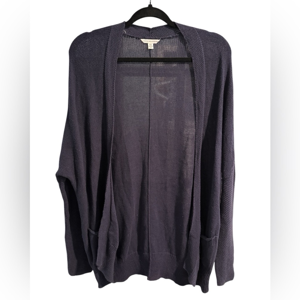 American Eagle Cardigan Sweater Navy Blue Oversized Cotton Open Front XS/S